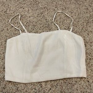 Abercrombie & Fitch White Crinkly Cropped Top